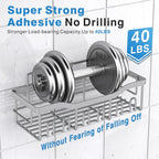EUDELE 5-Pack Rustproof Stainless Steel Shower Caddy Set– No Drill Adhesive Bathroom Organizer, Space-Saving Shower Shelves for Apartment Essentials, Bathroom/Kitchen Storage Home Decor-L Size