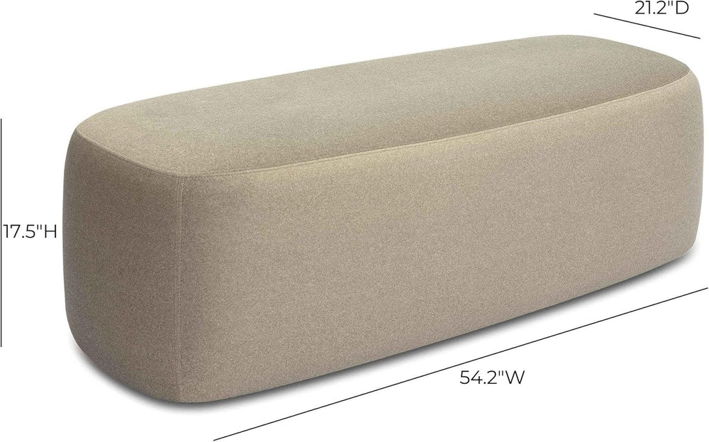 Tov Furniture Graceland Taupe Faux Mohair Bench