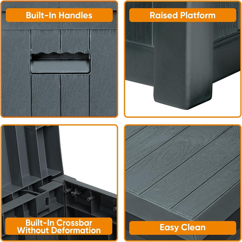 ZYJOYY 51 Gallon Resin Deck Box, Outdoor Storage Box Waterproof for Patio, Garden, Pool, and Deck, Storage Solution for Cushions, Tools, Delivery Packages, Grey