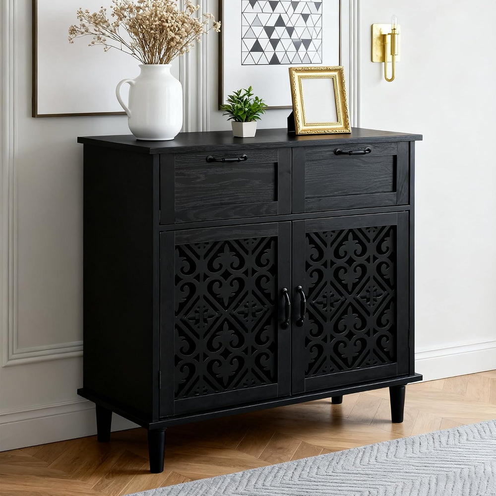 Sideboard Cabinet with 2 Doors & 2 Drawers - Adjustable Storage Console T...
