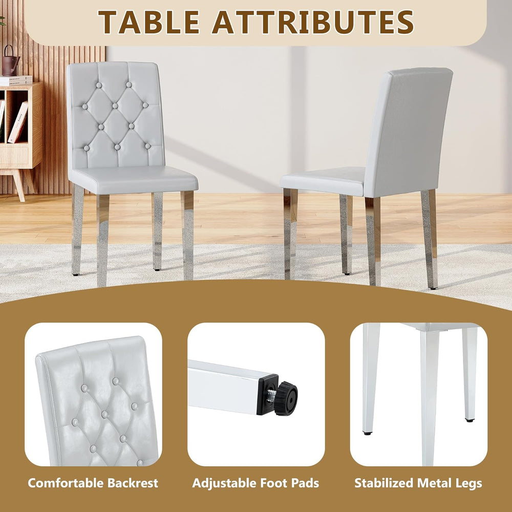 Modern Dining Chairs Set of 6, Button Tufted Upholstered Parsons Chairs with ...