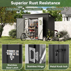 Aoxun 7.5'x4' Triple Door Shed Outdoor Storage Shed with Three Lockable Door for Easily Accessing Metal Storage Cabinet with Slopping Roof for Tools Bicycles Storage for Garden, Backyards (Black)