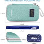 Insulin Cooler Travel Case,EVA Insulation Travel Medicine Kit with Temperature Display for Diabetes Care,Insulin Pen and Other Diabetic Supplies (Green-Temp)