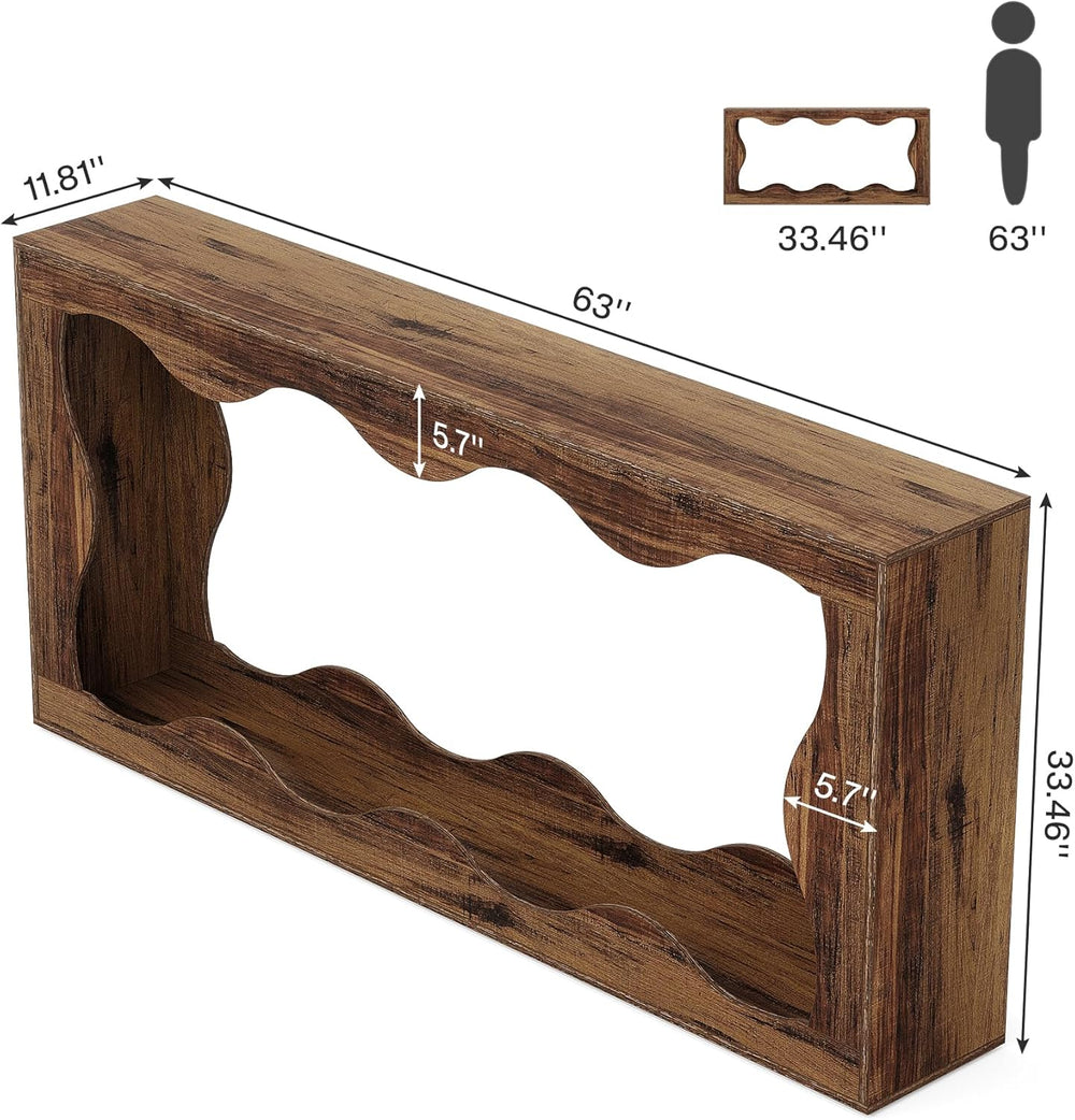 Tribesigns 63 Inches Farmhouse Console Table with Storage, Couch Table Behind...
