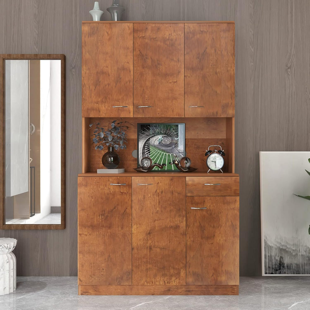 LUMISOL Pantry Sideboard, Solid Wood Kitchen Pantry Storage Cabinet, 70.87” T...