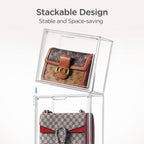 HBlife 3 Pack Purse Storage Organizer for Closet, Medium Clear Stackable Handbag Display Case Box with Magnetic Door for Collectibles, Cosmetics, Women Heels and Toys