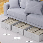 CYhom Under Bed Storage Bins Frame Storage Box Oxford Fabric Sturdy Underbed Container Foldable Stackable Large Capacity Clothes Organizer (Grey, 23.6" x 19.7" x 6.3")