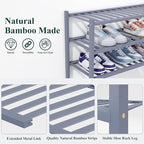 Smiry Shoe Rack, 6 Tier Thick Bamboo Shoe Organizer, Stackable Free Standing Wooden Shoe Storage Shelf for Closet, Entryway, Front Door Entrance, Grey