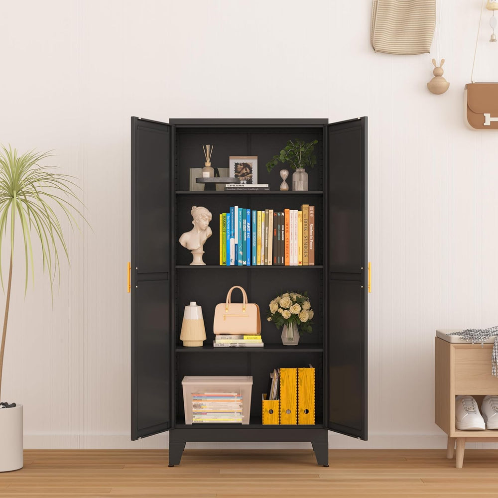 GAIOUS Metal Storage Cabinet, Black Pantry Storage Cabinets with 2 Door | and...