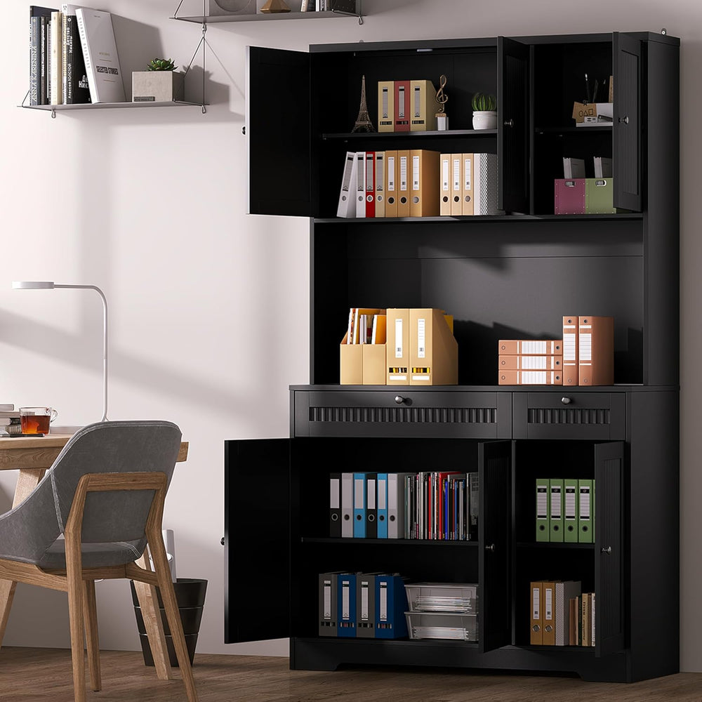 Pantry Storage Cabinet with Charging Station, Kitchen Storage with Adjustable...
