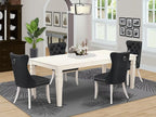 East West Furniture LGDA5-LWH-12 5 Piece Dinette Set Contains a Rectangle Kitchen Table with Butterfly Leaf and 4 Polyester Fabric Upholstered Chairs, Linen White