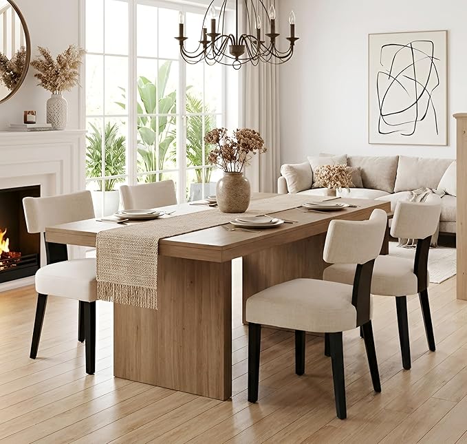 Mid Century Modern Dining Chairs Set of 2, Upholstered Wood Dining Room Chair...