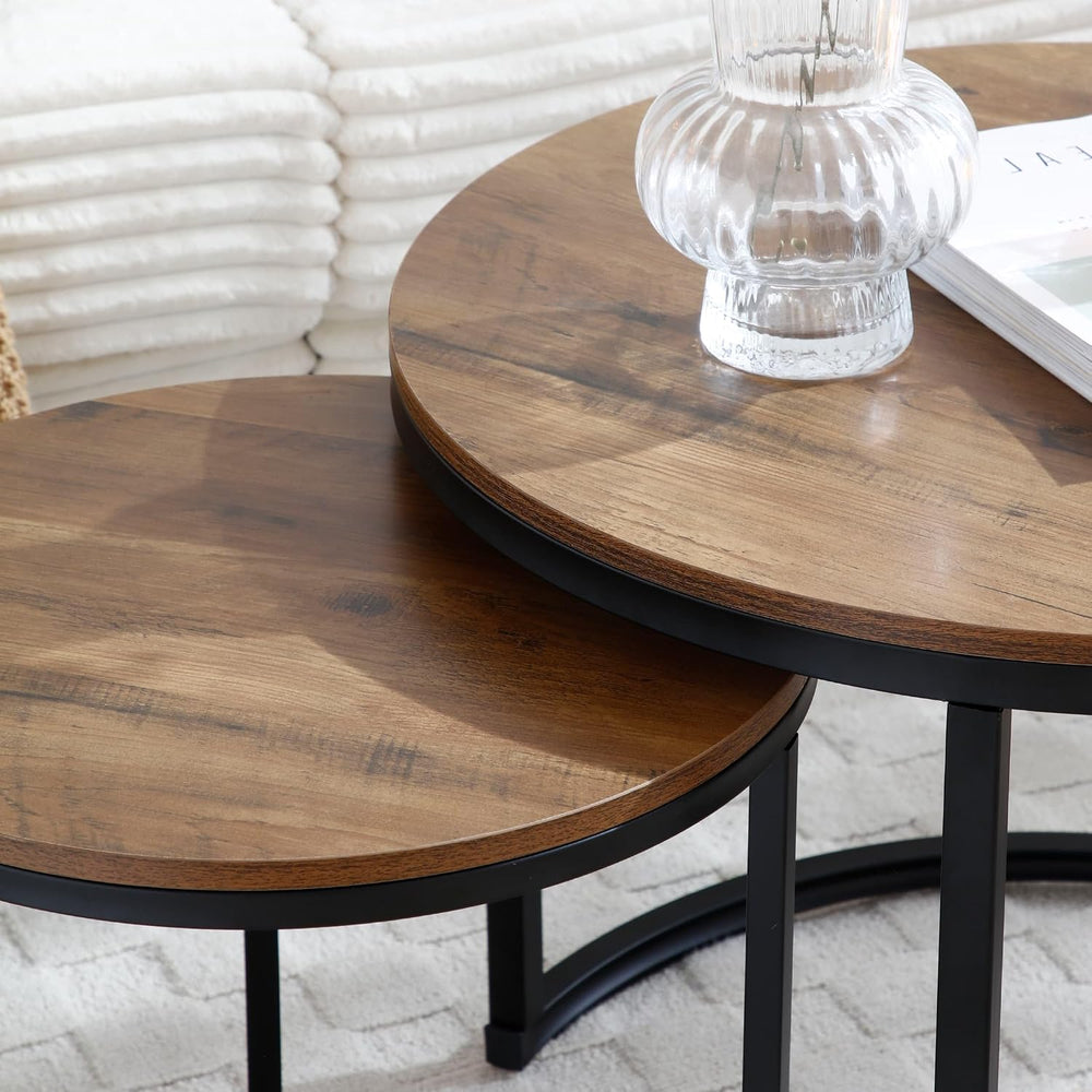 Round Nesting Tables, Sofa Side Table Set of 2, Coffee Table | End Tables for...