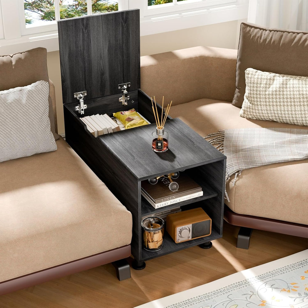 Rreyet End Table with 2 Open Storage Space & 15" Large Cube Storage,...