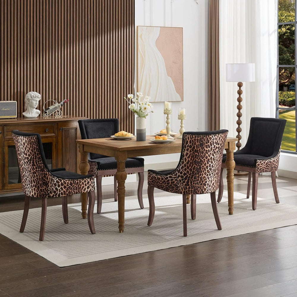 LKTART Upholstered Dining Chairs Set of 2, Solid Wood Kitchen Dining Room Cha...