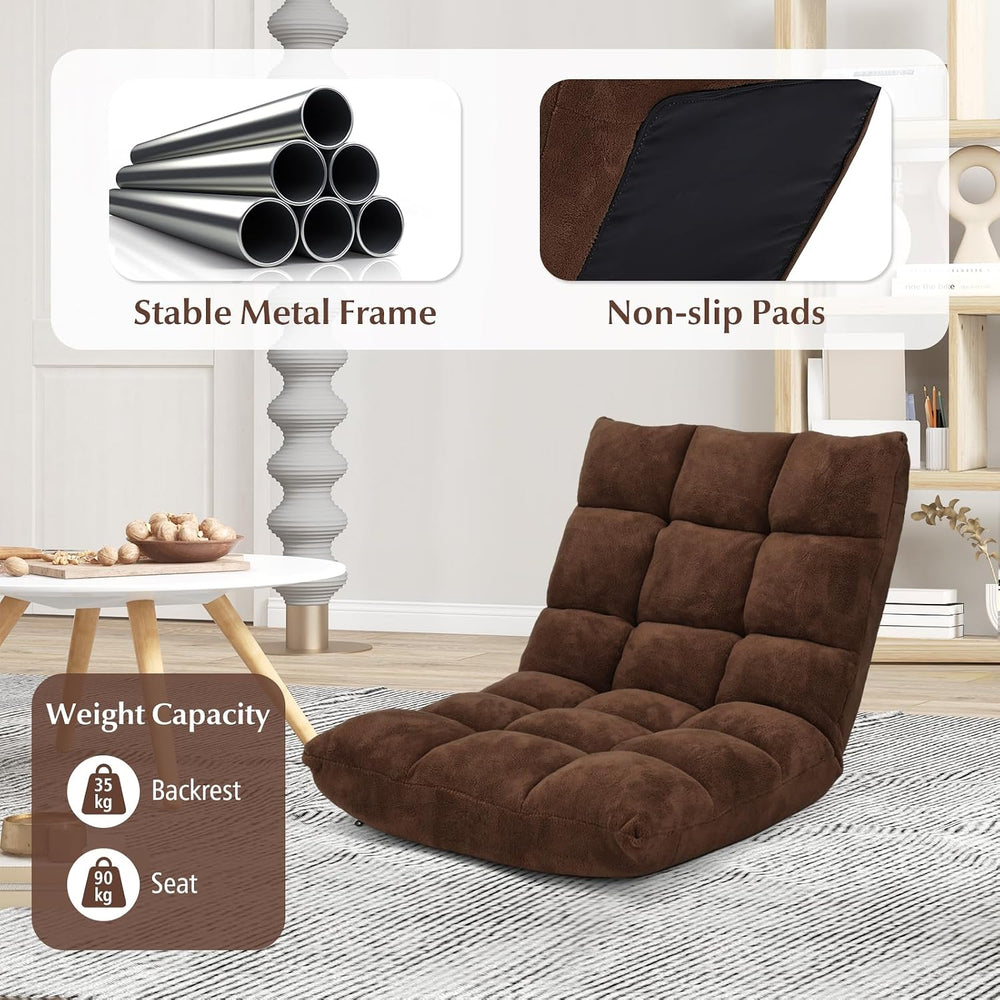 Multigot Folding Floor Chair, 14 Positions Adjustable Lazy Recliner with Back...