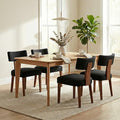 Dining Chairs Set of 4 Upholstered Dining Chairs, Mid Century Modern Kitchen Chairs with Solid Wood Legs and Ergonomic Curved Backrest, Black Linen Fabric (Black, Set of 4)