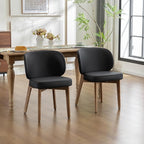 YOUNIKE Dining Chair with High Back Set of 2 Mid Century Modern Kitchen Chair Faux Leather Upholstered Armless Chair 20" Wide Padded Seat with Wooden Legs for Kitchen Dining Living Room Bedroom Black