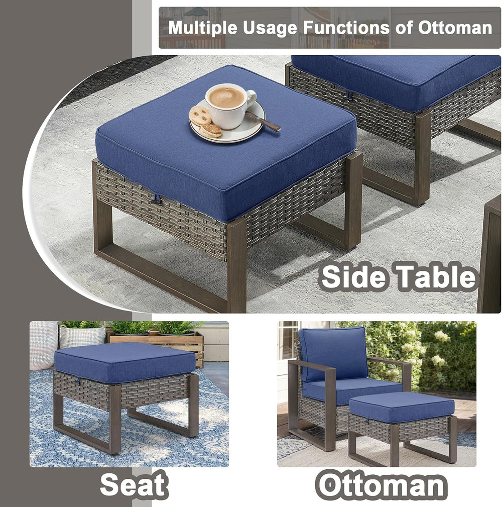 Belord Outdoor Ottomans for Patio - 250 LBS Weight Capacity Wicker Foot Rest ...