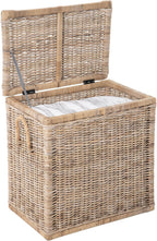 Kouboo Tall Rattan Storage Basket with Handles and Lid Wicker Trunk for Bedroom, Bathroom or any Room Natural Coastal Beach Style Decor 24 in. H x 24 in. W x 16 in. D - from