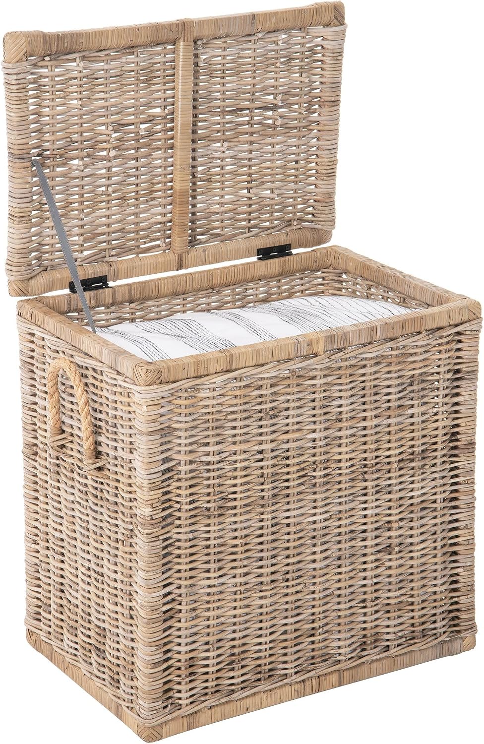 Kouboo Tall Rattan Storage Basket with Handles and Lid Wicker Trunk for Bedroom, Bathroom or any Room Natural Coastal Beach Style Decor 24 in. H x 24 in. W x 16 in. D - from