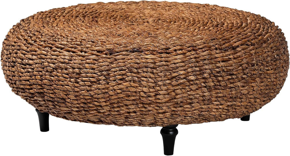 bali & pari Riau Handwoven Seagrass Coffee Table with Wooden Legs – Natur...