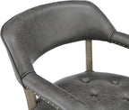 LEEMTORIG Large Dining Chairs with Casters and Arms, Rolling Dining Chairs with Wheels, Wood Boss Caption's Chairs, 26" D x 25.2" W x 31.5" H, Grey Legs & Dark Grey Fabric SY-1318-GY