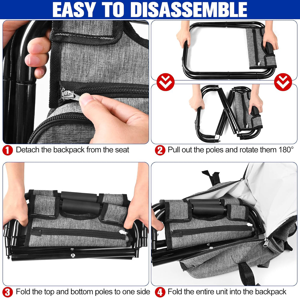 Backpack Stool Cooler Chair Heavy Duty 200 LBS Max Load Portable Lightweight ...