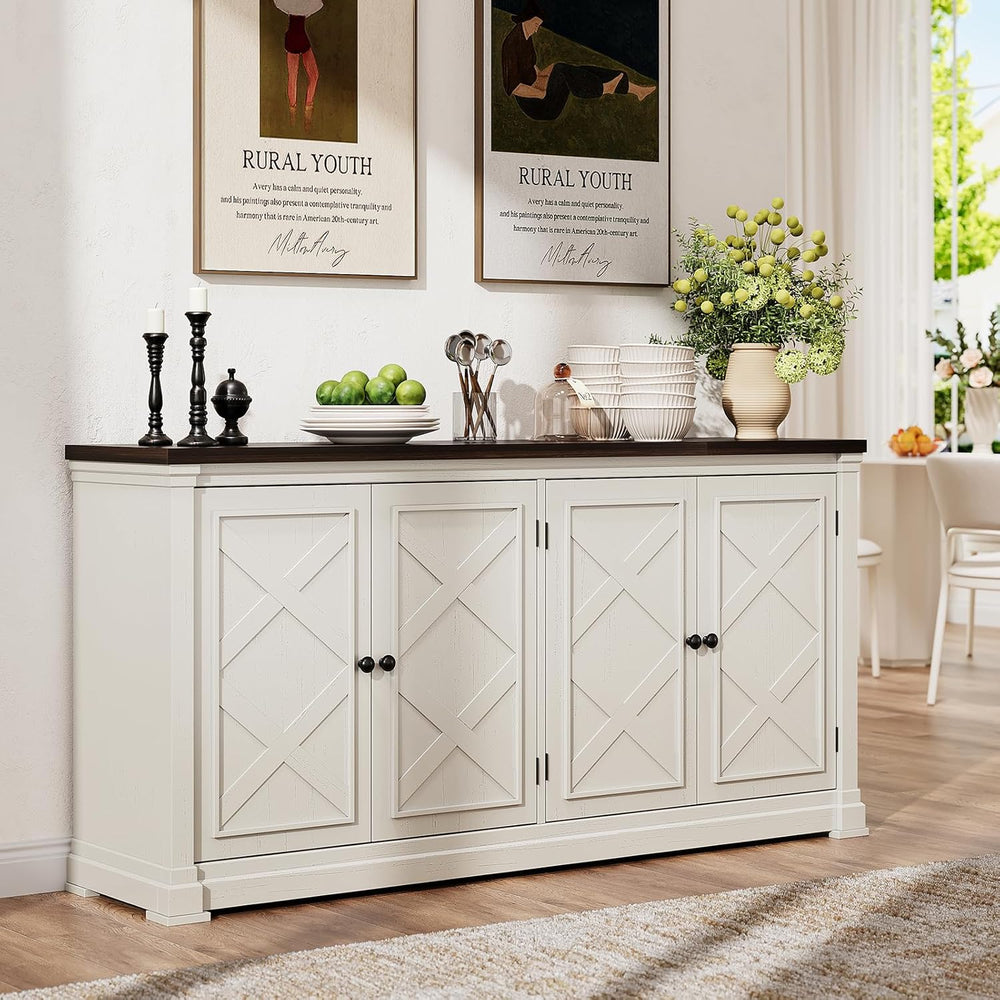 ONBRILL 63 Inches Buffet Cabinet with Storage, Large Sideboard Cabinet with 4...