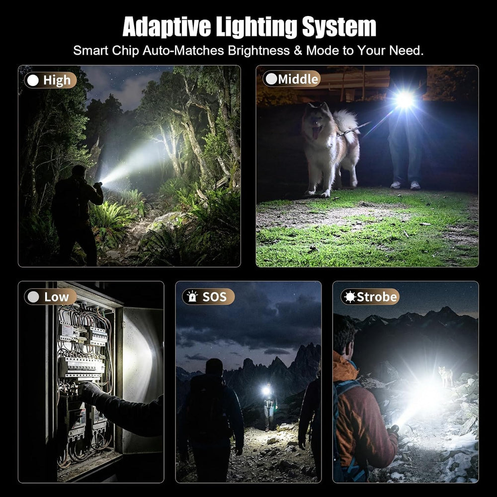 SKYFIRE Tactical Flashlight Rechargeable with Fire Starter, 2800 Lumens Super...