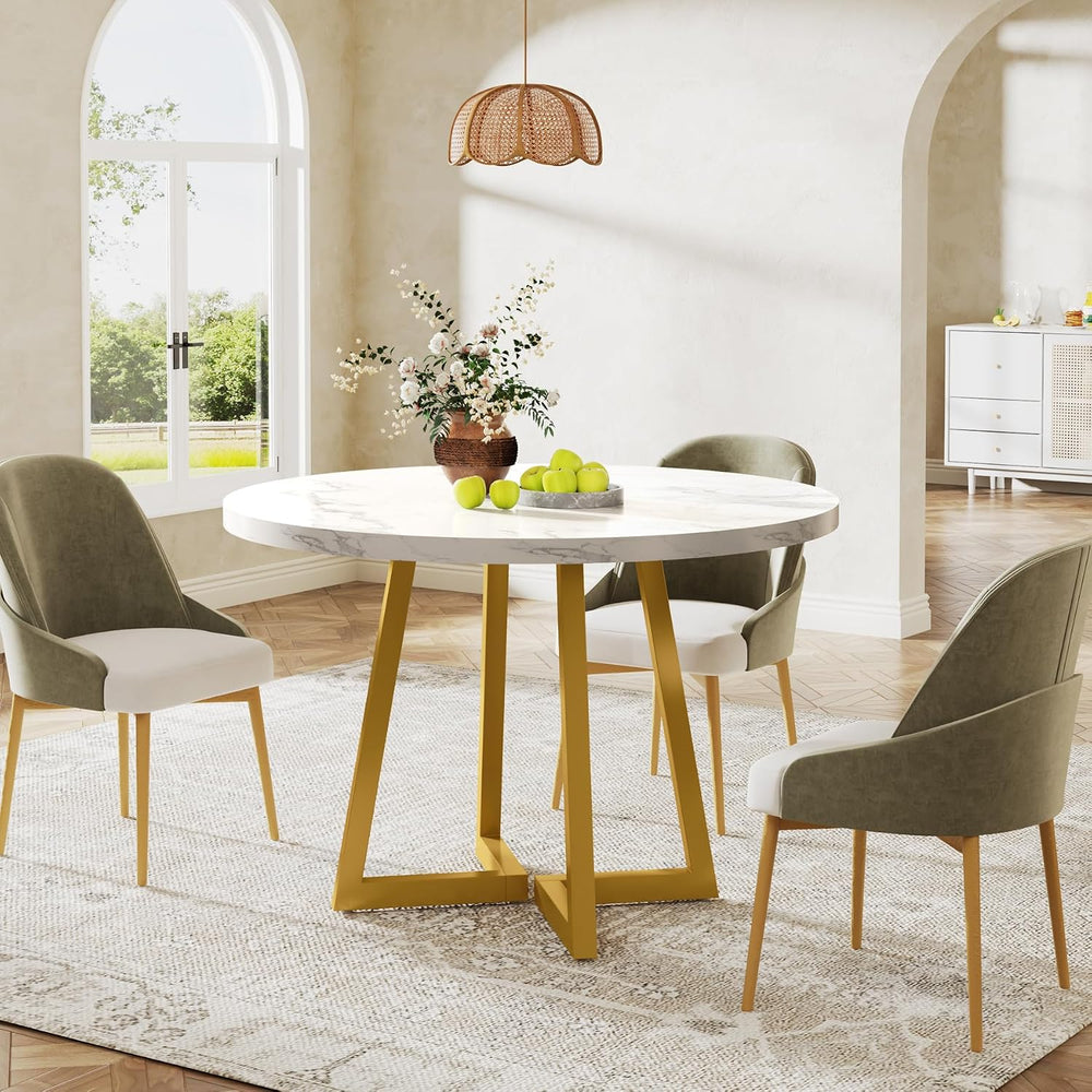 Tribesigns Round Dining Table for 2, 31.5" Modern Kitchen Table with Met...