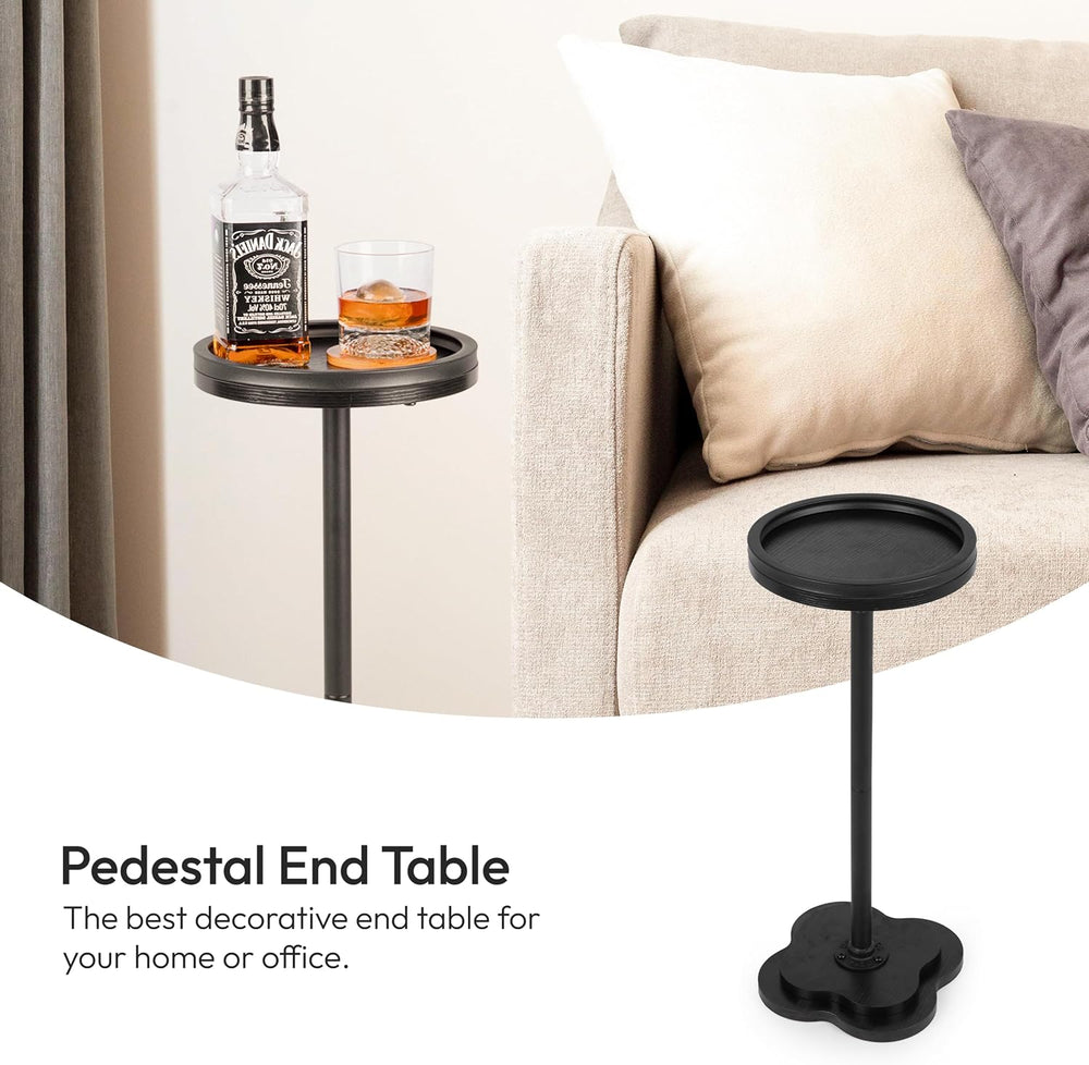 Modern Accent Pedestal Side End Table for Small Spaces – Pedestal End Table w...