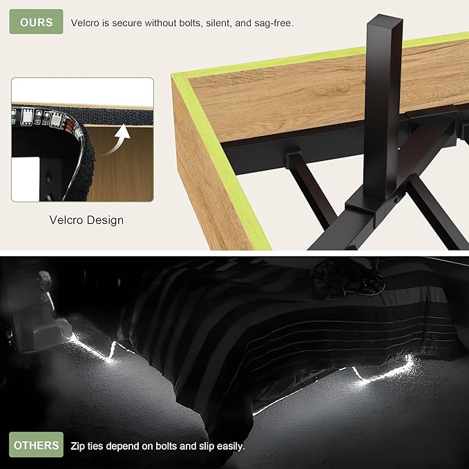 Feonase Floating Bed Frame Full with Led Lights and Charging Station, Wood Full Size Bed Frame with Storage Headboard, Heavy Duty Metal Slats, No Box Spring Needed, Easy Assembly,Oak