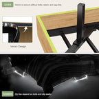 Feonase Floating Bed Frame Queen with Led Lights and Charging Station, Wood Full Size Bed Frame with Storage Headboard, Heavy Duty Metal Slats, No Box Spring Needed, Easy Assembly,Oak