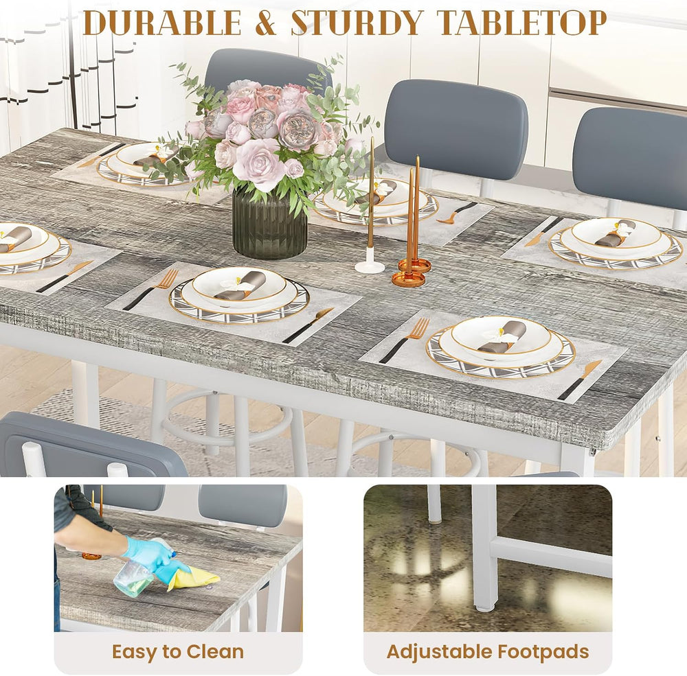 Recaceik 50" Dining Table Set for 6, 7-Piece Counter Height Bar Table Se...