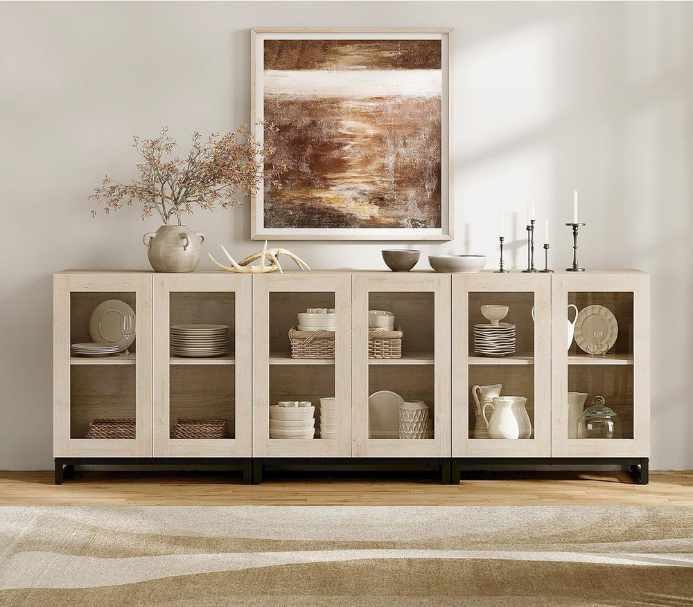 WAMPAT Sideboard Buffet Cabinets, Modern Credenza Sideboard with Adjustable S...