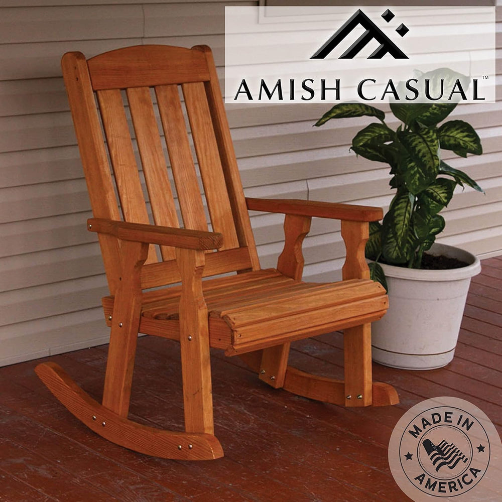 Amish Casual Heavy Duty 600 Lb Mission Pressure Treated Rocking Chair with Cu...