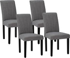 VECELO Upholstered Dining Chairs Set of 4, Modern Fabric and High Back & Solid Wood Legs, Parsons for Kitchen/Living Room- Dark Gray