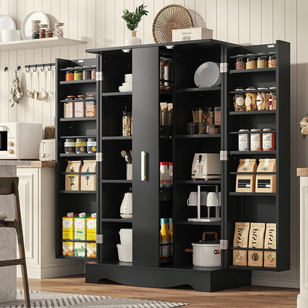 kepptory 47" Kitchen Pantry, Farmhouse Storage Cabinet with Barn Doors, ...