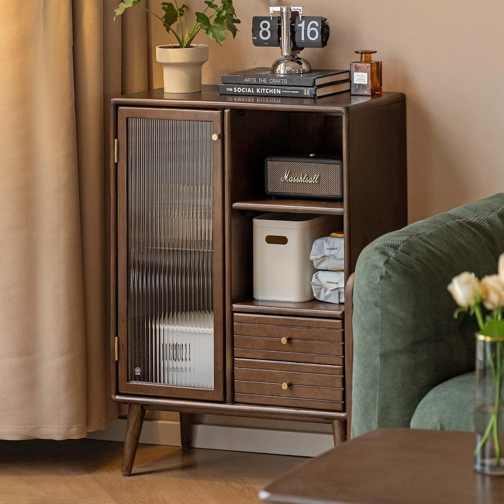 Sideboard Buffet Cabinet with Storage, 100% Solid Rubberwood Wood Coffee Bar ...