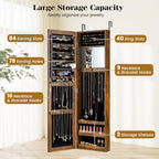 Giantex Wall Mounted Jewelry Cabinet with Full Length Mirror, Over The Door Jewelry Armoire Organizer with Large Storage, Makeup Mirror & Velvet Lining (Rustic Brown)