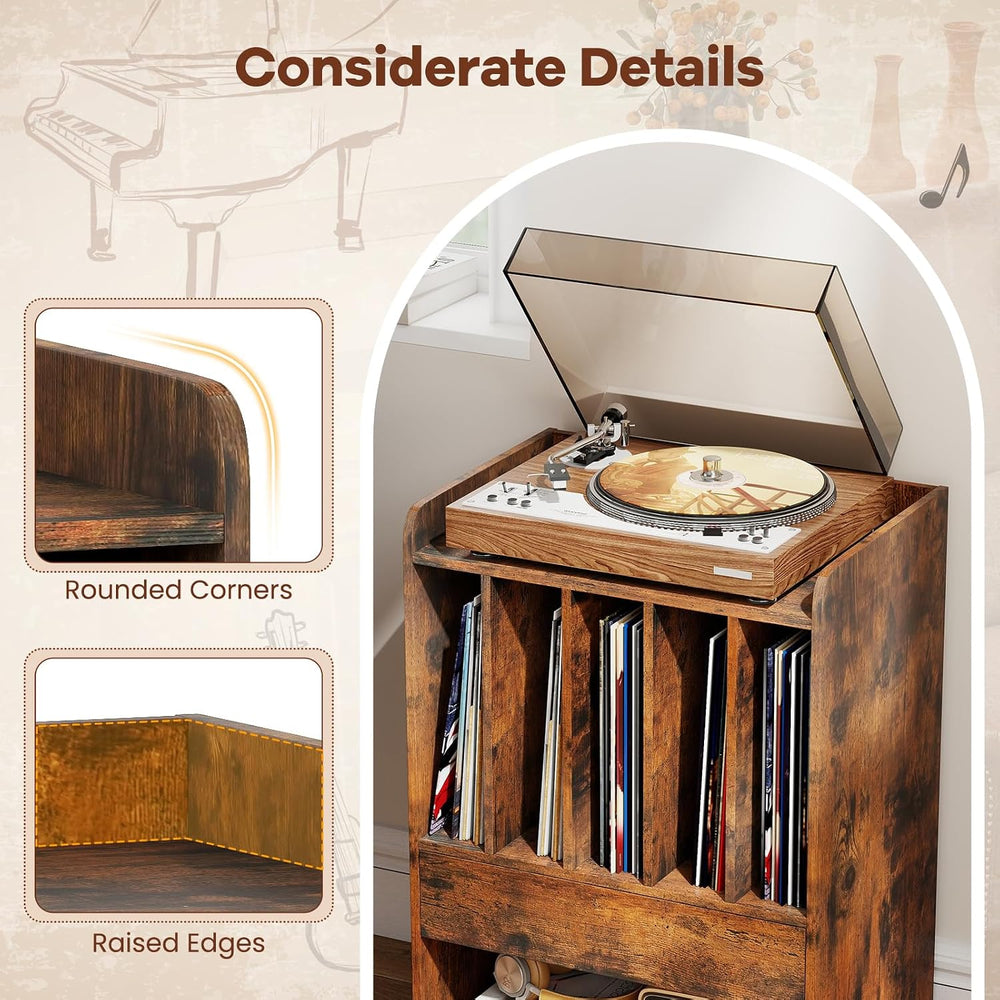 Giantex Record Player Stand, Rolling Turntable Stand with Drawer & Lockab...