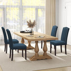 LSSPAID Dining Chairs Set of 4, Modern Comfy Linen Upholstered Parsons Dining Room Chairs with Bronze Nail Head Trim and Brushed Solid Wood Legs, Teal