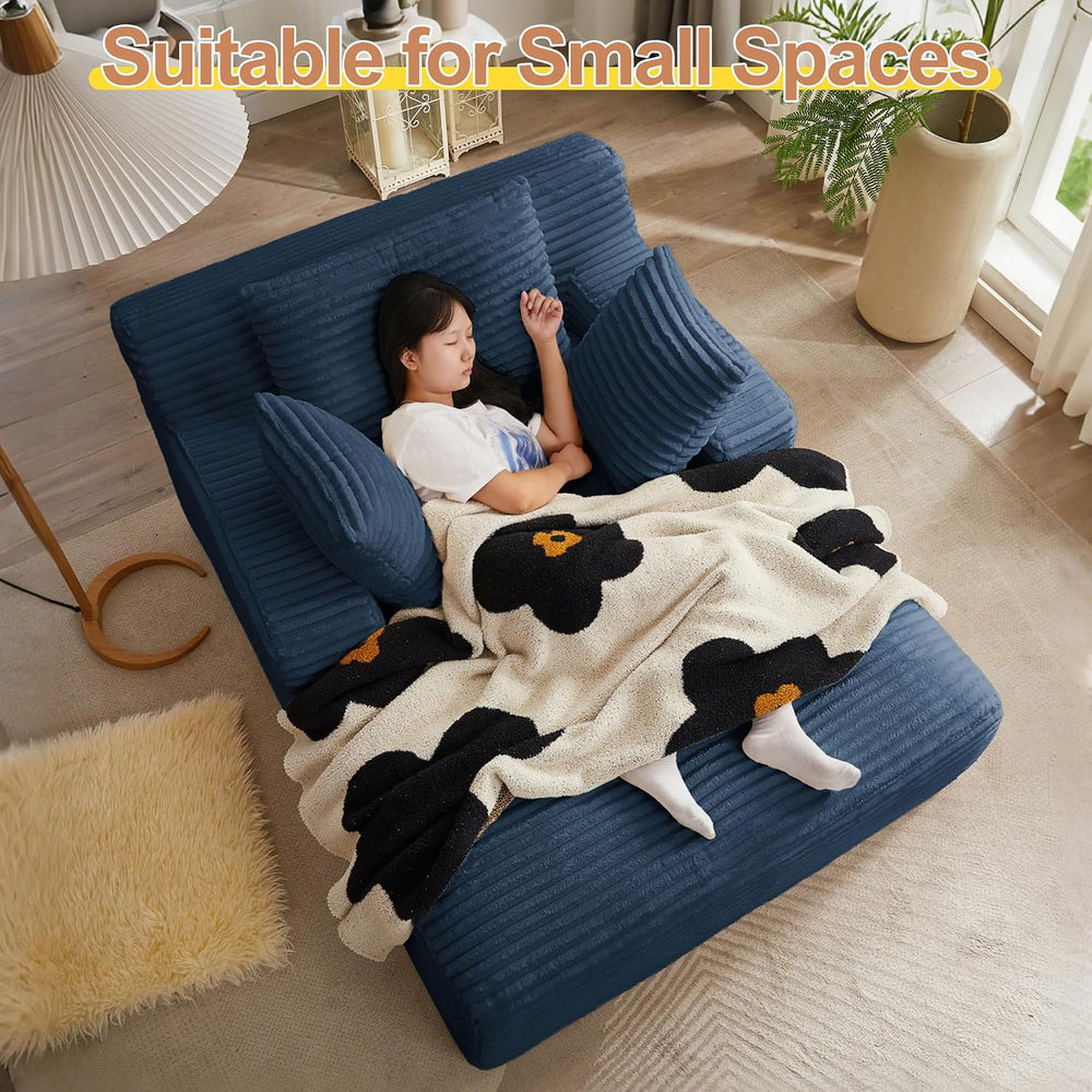 67" Oversized Chaise Lounge Chair Indoor, Corduroy Chaise Lounge Sofa Ch...