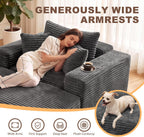 Busaurus 60'' Oversized Chaise Lounge Chair Indoor with Ottoman, Convertible Boneless Sofa Bed & Corduroy Reading Chair for Living Room & Bedroom, No Assembly Required