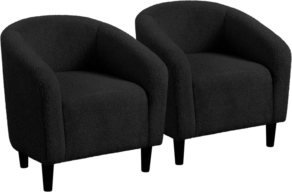Yaheetech Compact Sherpa Accent Chairs Set of 2 for Small Spaces, Black