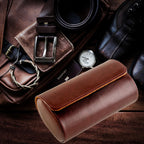 MR.OKAY 2 Watch Travel Case- Classic Leather Watch Case With Perfect Texture.Portable Watch Roll Or Organizer For Storage And Display. Luxury Gifts For Men, All Handmade by Artisans.