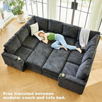 Belffin Oversized U Shaped Modular Sectional Couches for Living Room 10 Seater Modular Sofa Set with Storage Ottoman Large Sectional Couch with Cup Holder. Dark Grey Sofa