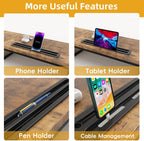 Dual Monitor Stand Riser with 2 Drawers - 39Inch Large Storage Computer Monitor Stands for 2 Monitors, Wooden Desktop Organizer Perfect for Home Office Desk, Computer, Laptop, TV, Rustic Brown
