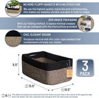 NaturalCozy 13.5”x8.5”x5.5” Rectangle Storage Baskets for Shelves 3 Pack | Cotton Rope Woven Small Baskets for Organizing | Small Storage Bins for Nursery, Bathroom, Closet, Shelf, Decorative
